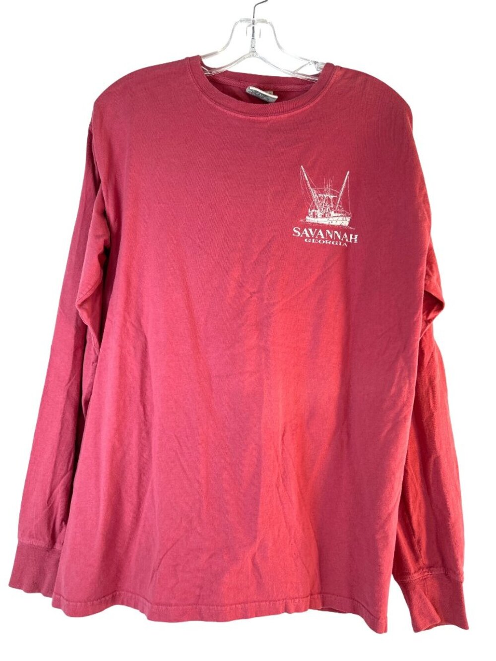 Comfort Wash Mens T-Shirt Graphic Long Sleeves Red Size M/M/M